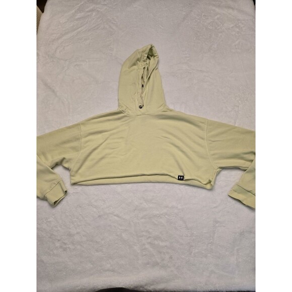 Under Armour Women’s Small Yellow Cropped Hoodie/Hooded Sweatshirt Loose Fit - Picture 1 of 8